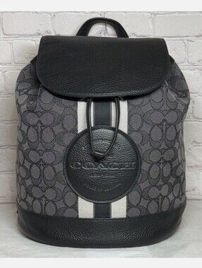 Coach Dempsey Backpack in Signature Jacquard Canvas Pebbled Leather MSRP 450 NWT